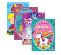 Sixstore Lot de 4 livres de coloriage relaxants anti-stress pour enfants, adultes et filles, format A4, livre de coloriage magique avec motifs artistiques assortis, 4 livres fournis