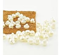 Sixstore Lot de 50 boutons ronds en forme de dôme avec fausses perles pour gilet, tricot, décoration pour chemise et jupe Crème 12 mm