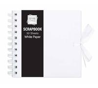 Sixstore Lot de 50 feuilles de scrapbooking carrées en papier kraft de qualité avec ruban Blanc Taille M 20 cm x 20 cm