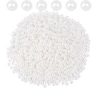 Sixstore Lot de 500 fausses perles blanches de 6 mm à coudre avec trous pour la fabrication de bijoux, bracelets, colliers, cheveux, artisanat, décoration et remplissage de vase