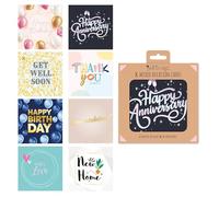 Sixstore Lot de 8 cartes de vœux carrées assorties avec enveloppes de remerciement, Happy Birthday, Happy Birthday, Get Well Soon, New Home, With Love, Félicitations