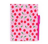 Sixstore Lot de carnets à spirales A5 et stylo, motif cerise, carnet de notes ligné à spirales