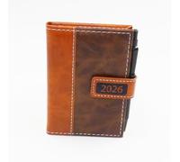 Sixstore Mini agenda semainier 2026 de poche A7 au toucher cuir souple 11 x 7 cm, ruban marque-page, journal avec stylo
