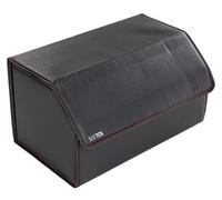 SIXTOL CAR COMPACT LEATHER L | Organiseur de coffre pliable avec couvercle | 2 compartiments | Similicuir noir élégant | 30×55×30 cm