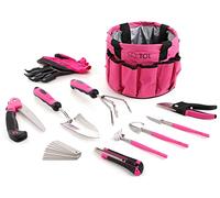 SIXTOL Garden Pink Lot de 10 Outils de Jardin 10 Accessoires de Jardin en Acier Inoxydable Sac de Jardin Pratique comme Cadeau Femme pour Jardinier Femme