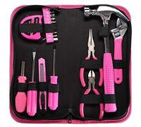 SIXTOL HOME PINK 20 | Kit d’outils domestiques 20 pcs | Étui textile rose avec fermeture éclair | Outils essentiels maison et atelier