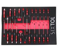 SIXTOL Mechanic Tool Tray 8 | Module d'outils 21 pièces | Tournevis PH/SL/TORX & précision | Insert EVA pour chariot d'atelier