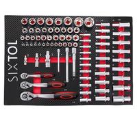SIXTOL Plateau d'outils de mécanicien 1 | Module d'outils | Set de 80 pièces de clés à Douilles et clés à cliquet
