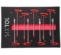 SIXTOL Plateau d'outils mécaniques 9 | Module d'outils 9 pièces | Clés à cliquet en T 6-14 mm | Manches T Longs | Insert en Eva pour Chariot d'atelier