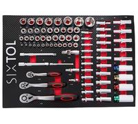 SIXTOL Plateau d'outils pour mécanicien 6 | Module d'outils 80 pièces | Cliquets, Douilles et rallonges | Semelle EVA pour Chariot d'atelier