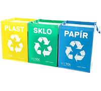 SIXTOL SORT Easy 3 Basic Lot de sacs pratiques à code couleur pour trier les plastiques, le verre, les déchets de papier
