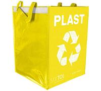 Sixtol Sac SORT EASY PLASTIC – jaune tri sélectif 36 L pliable et lavable 30×30×40 cm