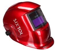 SIXTOL WELDING MASK 2 - Casque de soudage solaire à assombrissement automatique - Masque de soudage - Fonction ponçage - Large ombre 4/9-13 - Casque de soudage pour TIG MIG ARC - Rouge