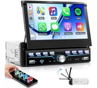 SIXTOP Autoradio 1 DIN avec Écran Rétractable 7 Pouces Carplay sans Fil Android Auto Bluetooth Mirror Link FM Radio USB Type-C Caméra de Recul Incluse Commande au Volant