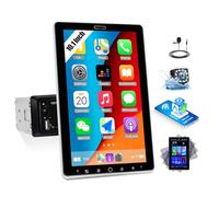 SIXTOP Autoradio Bluetooth 1 Din avec CarPlay sans Fil & Android Auto, 10,1 Pouces Écran Rotatif pour Voiture, FM/AM/RDS, MirrorLink, USB/TF/Aux, Commande Au Volant, EQ, Support DVR + Caméra de Recul