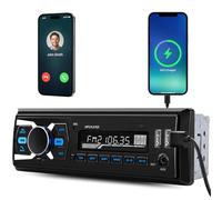 SIXTOP Dab Autoradio 1DIN avec Système Mains Libres Bluetooth, Autoradio 1 DIN avec FM Radio/Affichage Horloge LCD, Lecteur MP3, Compatible avec Entrée AUX/RCA/USB (Lecture/Chargement)