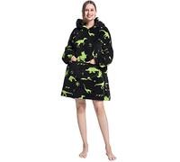 Sixyotie Sweat à capuche surdimensionné doux et chaud pour homme et femme avec grande poche, dinosaure, taille unique