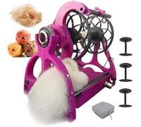 SIYAN Roue à fil électrique, machine à enrouler automatique, capacité de 120 g avec interrupteur à pied, machine à filer à laine pour laine et poils d'animaux, comprend 3 bobines, compacte pour