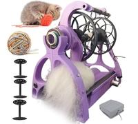 SIYAN Roue à fil électrique, machine à enrouler automatique, capacité de 120 g avec interrupteur à pied, machine à filer à laine pour laine et poils d'animaux, comprend 3 bobines, compacte pour