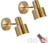 SIYANE 2 ensembles d'appliques murales à piles en métal doré antique, applique murale sans fil avec télécommande, veilleuse LED à intensité variable, décoration murale, lampe murale sans fil pour chev