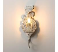 SIYANE Appliques murales de ferme en bois blanc antique, lampe murale à LED de style bougie, lampe murale vintage de salle de bains, vanité, luminaire pour chambre à coucher, chevet, salon, couloir, g