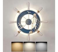 SIYANE Appliques murales pour chambre d'enfants 18W Dimmable LED Appliques murales Roue de bateau Gouvernail Ancre nautique Méditerranéen Plafonnier encastré Lampe murale pour enfants pour chambre de