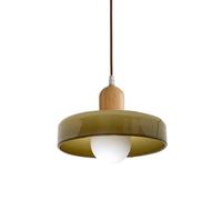 SIYANE Lampe suspendue en verre moderne du milieu du siècle, éclairage suspendu au plafond en verre vert orange, grand lustre de ferme en bois nordique pour chambre à coucher, salle à manger, café, re