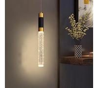 SIYANE Mini suspension LED de luxe simple, bulle d'or noir, long tube suspendu, lustre linéaire moderne du milieu du siècle pour hall d'entrée, escalier, salle à manger, chambre à coucher, restaurant