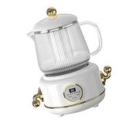 SIYANO Bouilloire électrique en Verre en Acier Inoxydable, Mini Bouilloire électrique 220 V, Théière à Fleurs Anti-débordement, Bouilloire Multifonctionnelle pour la Maison et Le Bureau(Blanc)