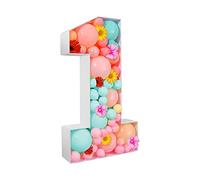 SIYANO Cadre de ballon en forme de chiffre de 0,9 m, boîte de remplissage de ballons numériques, pour garçons et filles, toile de fond pour fête d'anniversaire, fête prénatale, 45 x 29 x 6cm, Blanc