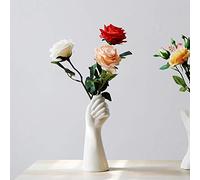 SIYANO Pot de fleurs en céramique - Design artisanal - Pot de fleurs séchées - Blanc - Vase en céramique abstrait durable - Aspect portrait moderne - Décoration de maison vintage