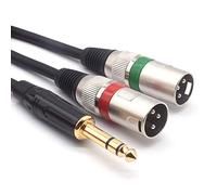 SiYear 6.35mm (1/4 pouce) prise mâle TRS à 2 doubles XLR mâles stéréo asymétriques Y Splitter Patch Microphone Câble Cordon （3M