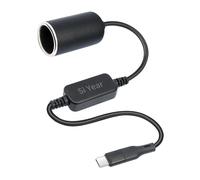 SiYear Adaptateur USB C vers allume-cigare, USB C mâle vers prise allume-cigare femelle 12 V, câble d'alimentation 12 V 18 W pour caméra embarquée, GPS, bandes lumineuses LED de voiture, rouge, 0,3 m