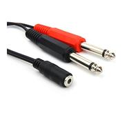 SiYear Câble Adaptateur Stéréo TRS Femelle 3,5 mm Vers 2 Prises Mono TS Mâles 6,35 mm - Audio Jack 6,35 mm (20 cm)