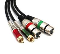 SiYear Câble audio double XLR femelle vers RCA, 2 XLR vers 2 prises RCA mâles phono pour amplificateur, mixeur, microphone, câble de raccordement (3 m)