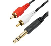 SiYear Câble répartiteur audio TRS mâle plaqué or 6,35 mm vers 2 RCA phono mâle, câble de connexion 1,5 m