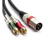 SiYear Haute qualité XLR mâle à 2 x adaptateur de prise RCA Phono Câble de raccordement pour séparateur Y, 1 XLR mâle 3 broches à double prise RCA Connecteur de câble audio stéréo (1,5 mètres)