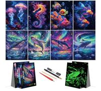 SiYear Kit de peinture à gratter phosphorescente pour adultes | Ensemble d'art de gravure sur feuille d'aluminium | Cadeau anti-stress pour les amateurs d'artisanat | Décoration d'intérieur créative