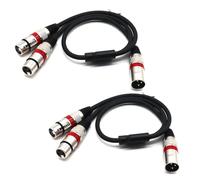 SiYear Lot de 2 câbles répartiteurs XLR symétriques - XLR mâle vers double femelle 3 broches - Câble répartiteur en Y - Adaptateur audio de 50 cm