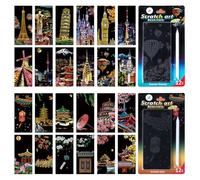 SiYear Lot de marque-pages arc-en-ciel en papier à gratter artistique pour adultes et enfants - Cadeau créatif à faire soi-même avec 4 outils (15,7 x 7,1 cm)