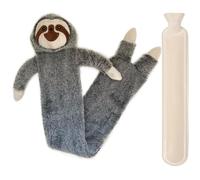 Siyecioa Bouillotte Longue eau Chaude Peluche, 2L Bouillotte Regles Douloureuses 73cm, Meilleurs Cadeaux pour Noël et Hiver, Mère, Fille, Petite Amie, Aîné(2L Paresseux)