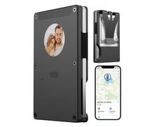 Siyecioa Porte Carte de Crédit, Porte Cartes RFID Blocage, Slim Wallet Bluetooth Traqueur, Smart Ink Screen Porte Carte Airtag, Peut Afficher des Photos/Texte, Personnalisation DIY (Noir)