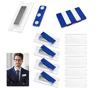 SIYINGSAERY 10 PCS Porte Badge Aimanté en Acrylique Badge Porte Nom Aimanté Porte-Badges Nominatifs Badges Nom Magnétiques Porte Nom Aimanté pour Réunion Bureau Ecole, Bleu