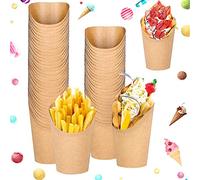 SIYINGSAERY 50 PCS Pochettes Cornets à Frites 12 * 8.3 * 6cm 14oz Snacks Kraft Tasses Porte Frites Tasses Porte-Gobelets en Papier Kraft Boîte Popcorn