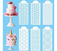 SIYINGSAERY 6 PCS Pochoir Patisserie Gâteau en Plastique Pochoir Patisserie Reutilisable Pochoir Decoration Gateau Pochoir Patisserie à Imprimer Pochoir Gâteau pour Chocolat Gâteau Biscuit, 39 * 15cm