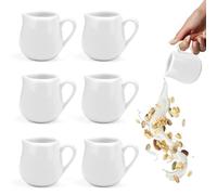 SIYINGSAERY Lot de 6 pots à lait en céramique avec poignée, 110 ml, petits pots à lait en porcelaine pour sauce, salade, nourriture, épices, café, eau, soda