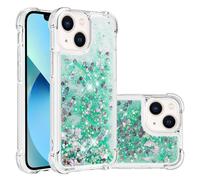 SIYOPINPFY Compatible avec iPhone 14 Glitter Coque, Girls Glitter Etui, Liquid Clear Caricature Protection Silicone Housse de Protection pour iPhone 14 6,1 Pouces - Love Green YB