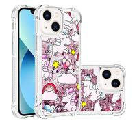 SIYOPINPFY Compatible avec iPhone 15 Plus/iPhone 14 Plus Glitter Coque, Girls Glitter Etui, Liquid Clear Caricature Protection Silicone Housse de Protection pour iPhone 15 Plus - Licorne Rosen YB