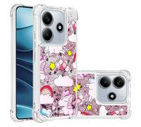 SIYOPINPFY Compatible avec Xiaomi Redmi Note 14 5G Glitter Coque, Girls Glitter Etui, Liquid Clear Caricature Protection Silicone Housse de Protection pour Xiaomi Redmi Note 14 5G - Licorne Rosen YB