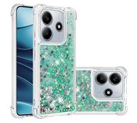 SIYOPINPFY Compatible avec Xiaomi Redmi Note 14 5G Glitter Coque, Girls Glitter Etui, Liquid Clear Caricature Protection Silicone Housse de Protection pour Xiaomi Redmi Note 14 5G - Love Green YB